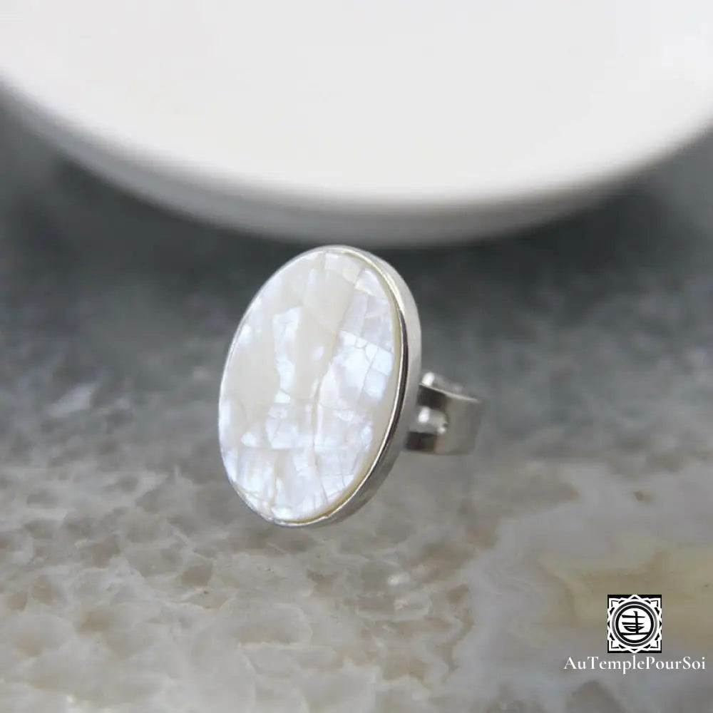 ’Souvenir Marin’ Bague Réglable En Coquillage D’ormeau Coquille Blanche Bague