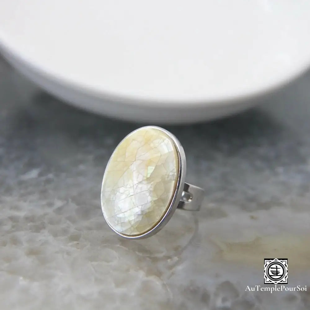 ’Souvenir Marin’ Bague Réglable En Coquillage D’ormeau Coquille Jaune Bague