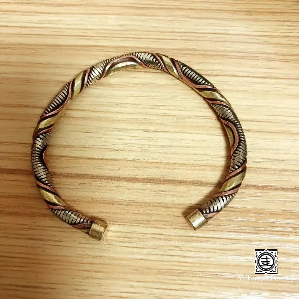 ’Spirale Élégante’ Manchette En Cuivre Ajustable Bracelet-Tibetain-Premium