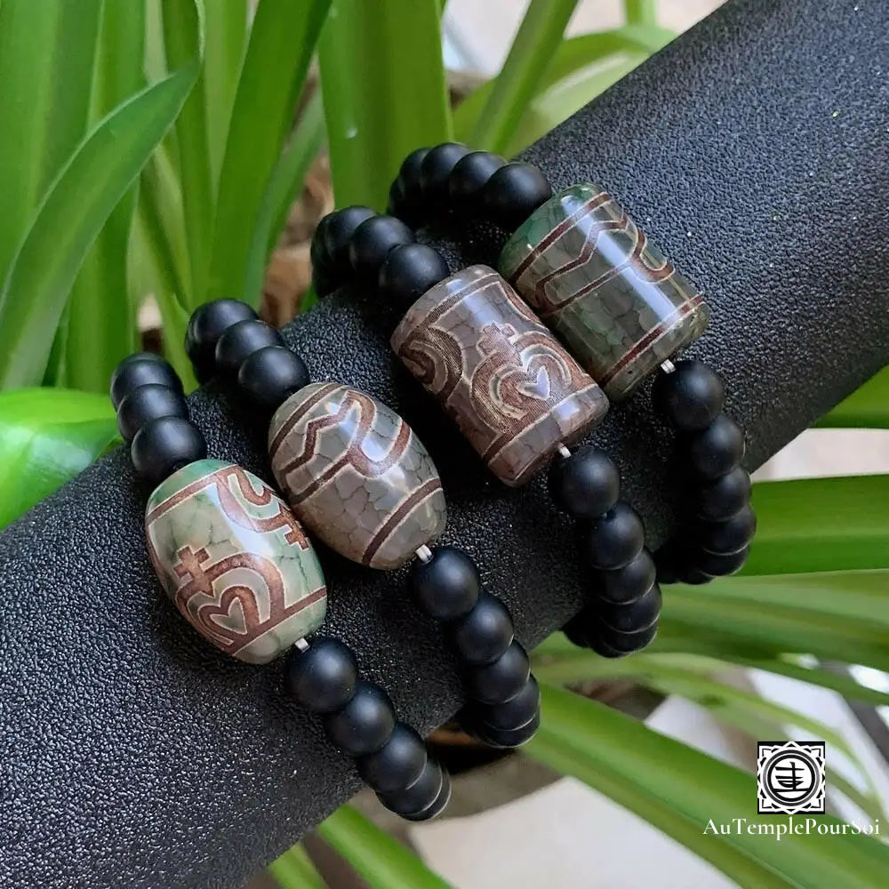 ’Stabilité Et Protection’ Bracelet En Agate Dzi Onyx Agate - Dzi