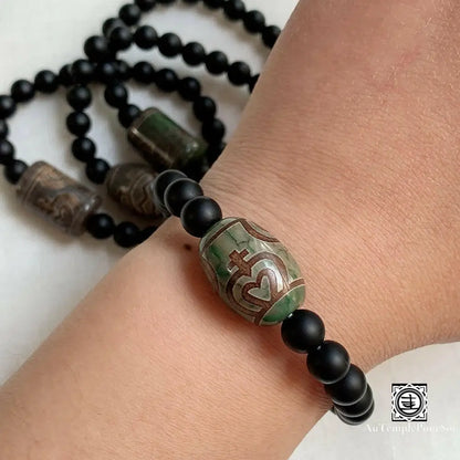 ’Stabilité Et Protection’ Bracelet En Agate Dzi Onyx Agate - Dzi