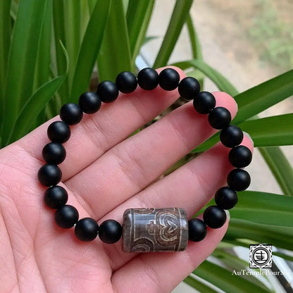 ’Stabilité Et Protection’ Bracelet En Agate Dzi Onyx Nectar Tube Agate - Dzi