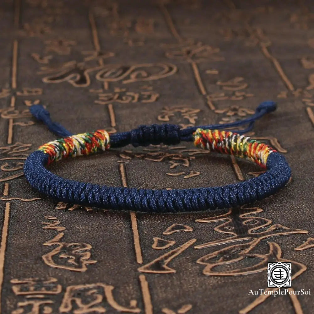 ’Tashi Delek’ Bracelet Porte - Bonheur Du Tibet En Corde Tressé Bleu Ocean / Offert Bracelets