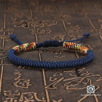 ’Tashi Delek’ Bracelet Porte - Bonheur Du Tibet En Corde Tressé Bleu Ocean / Offert Bracelets