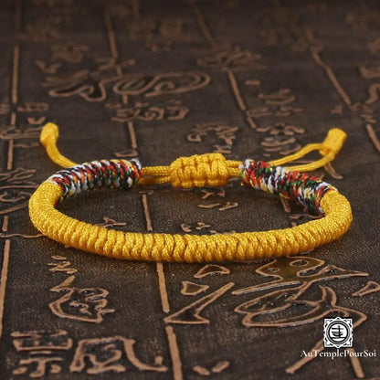 ’Tashi Delek’ Bracelet Porte - Bonheur Du Tibet En Corde Tressé Jaune / Offert Bracelets