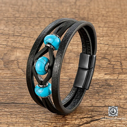 Bracelet Homme en Turquoise Tophus - Sérénité et Guérison