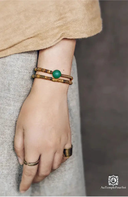 Verawood Plato Santo Green Weathering Onyx Bracelet Copper Multi Row Bead Yoga Meditation Jewelry For Man Woman