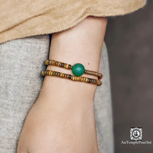 Verawood Plato Santo Green Weathering Onyx Bracelet Copper Multi Row Bead Yoga Meditation Jewelry For Man Woman