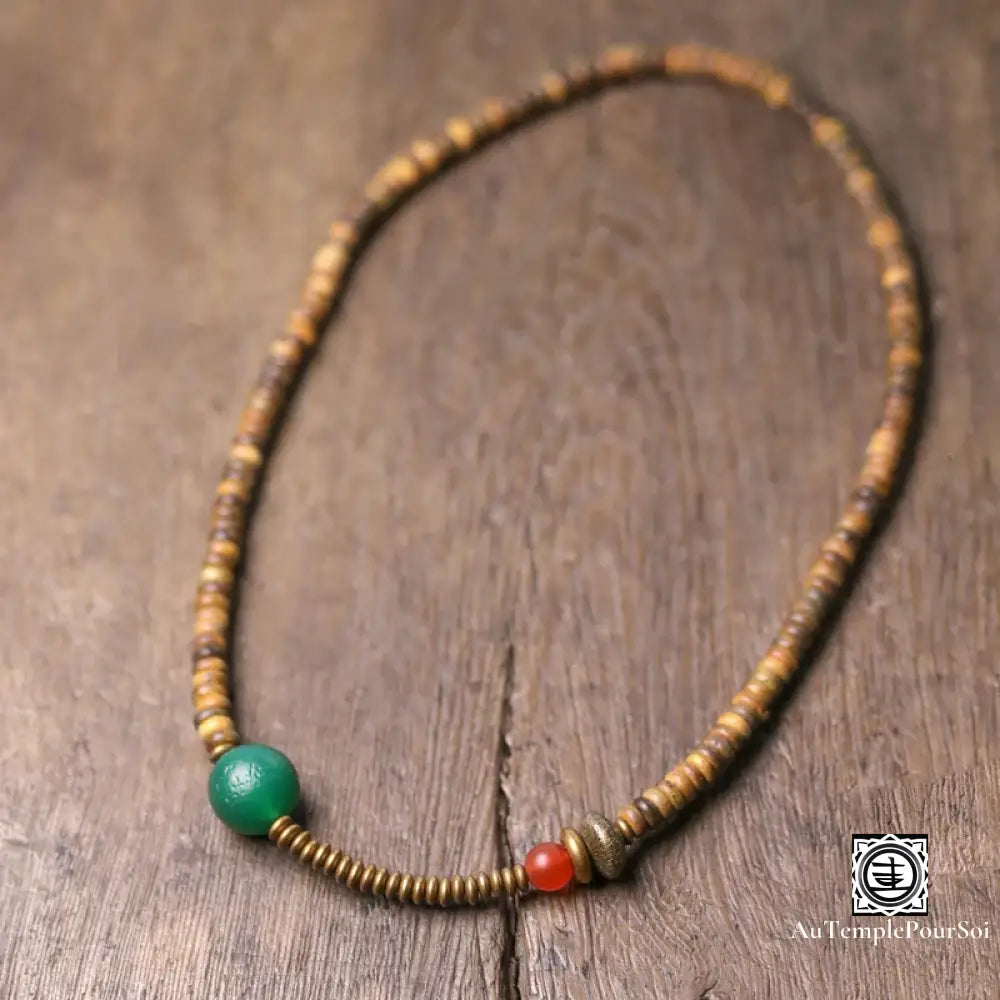 Verawood Plato Santo Green Weathering Onyx Bracelet Copper Multi Row Bead Yoga Meditation Jewelry For Man Woman