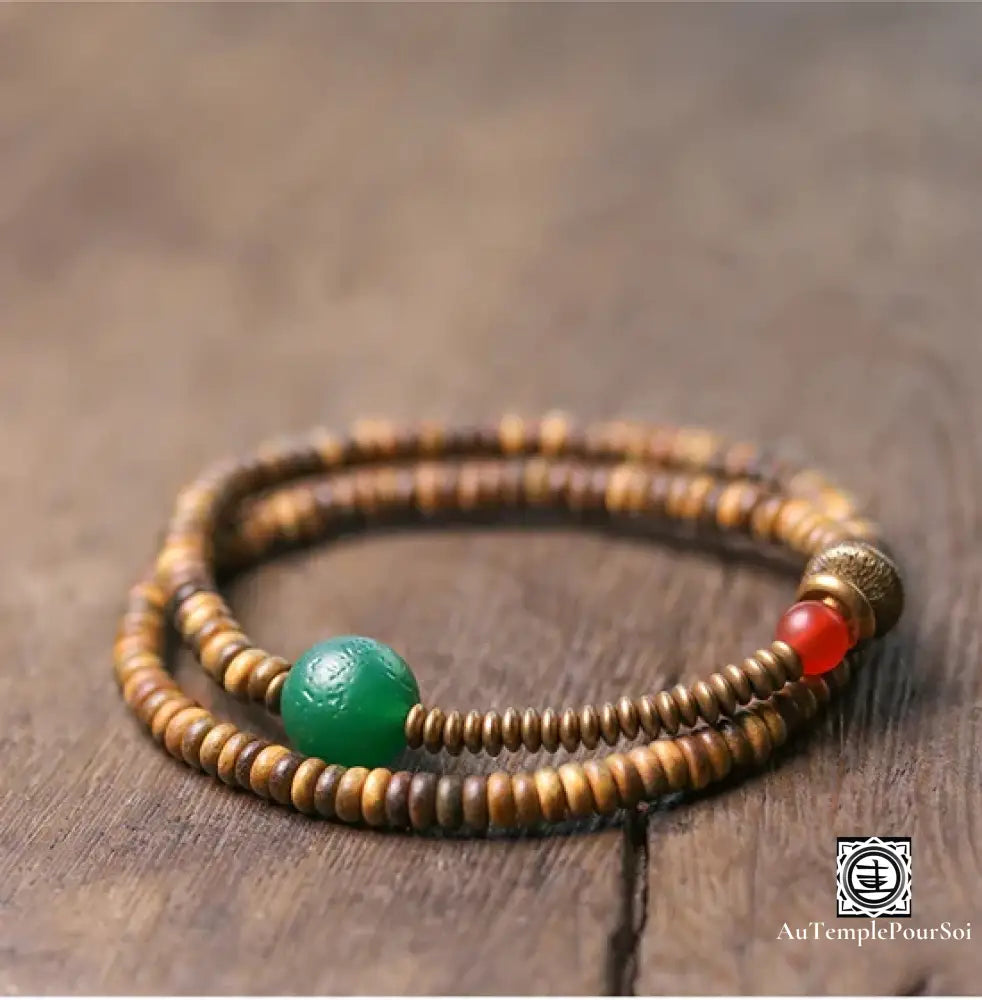 Verawood Plato Santo Green Weathering Onyx Bracelet Copper Multi Row Bead Yoga Meditation Jewelry For Man Woman