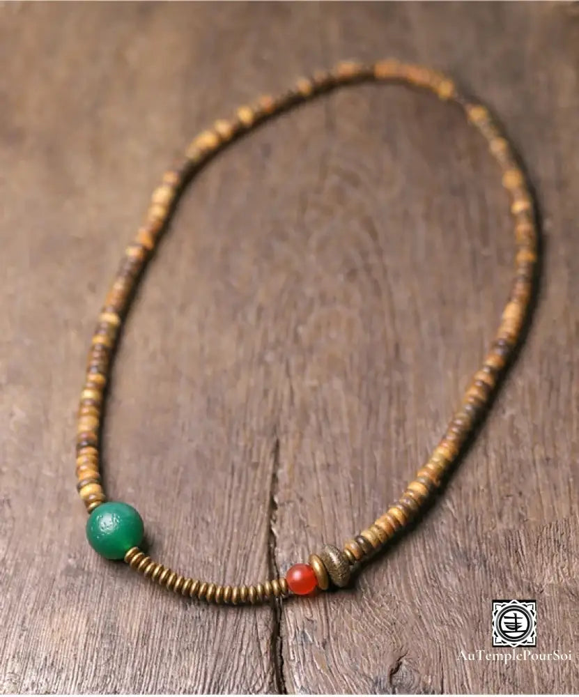 Verawood Plato Santo Green Weathering Onyx Bracelet Copper Multi Row Bead Yoga Meditation Jewelry For Man Woman