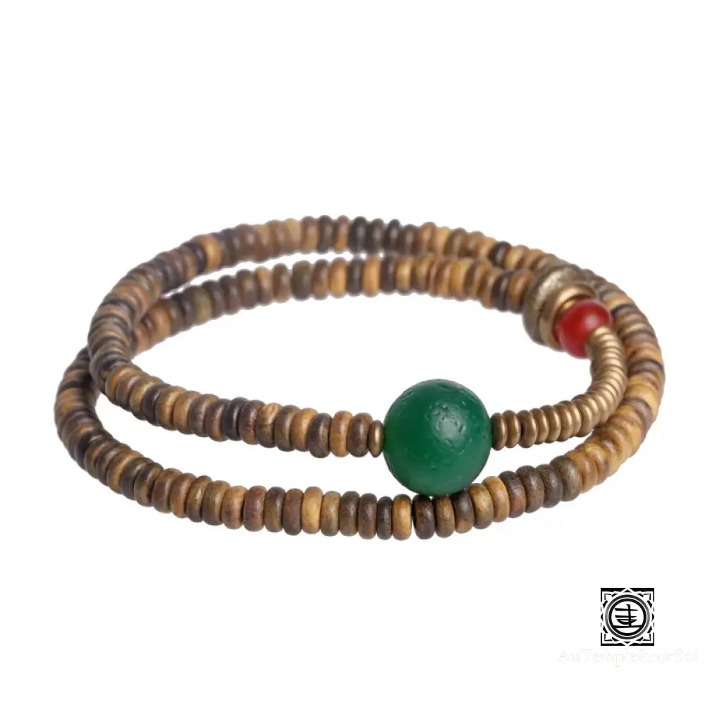 Verawood Plato Santo Green Weathering Onyx Bracelet Copper Multi Row Bead Yoga Meditation Jewelry For Man Woman