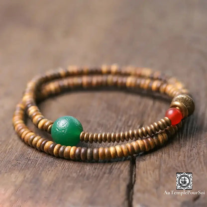 Verawood Plato Santo Green Weathering Onyx Bracelet Copper Multi Row Bead Yoga Meditation Jewelry For Man Woman