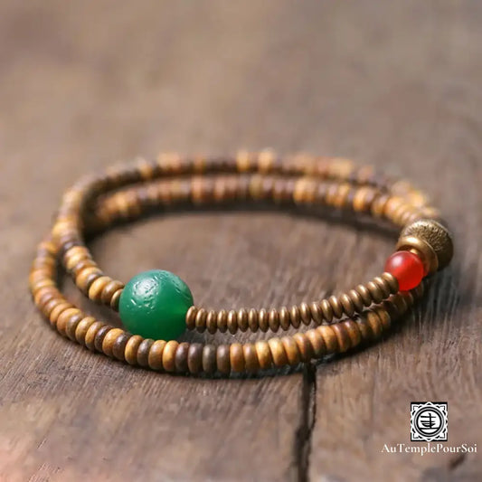 Verawood Plato Santo Green Weathering Onyx Bracelet Copper Multi Row Bead Yoga Meditation Jewelry For Man Woman