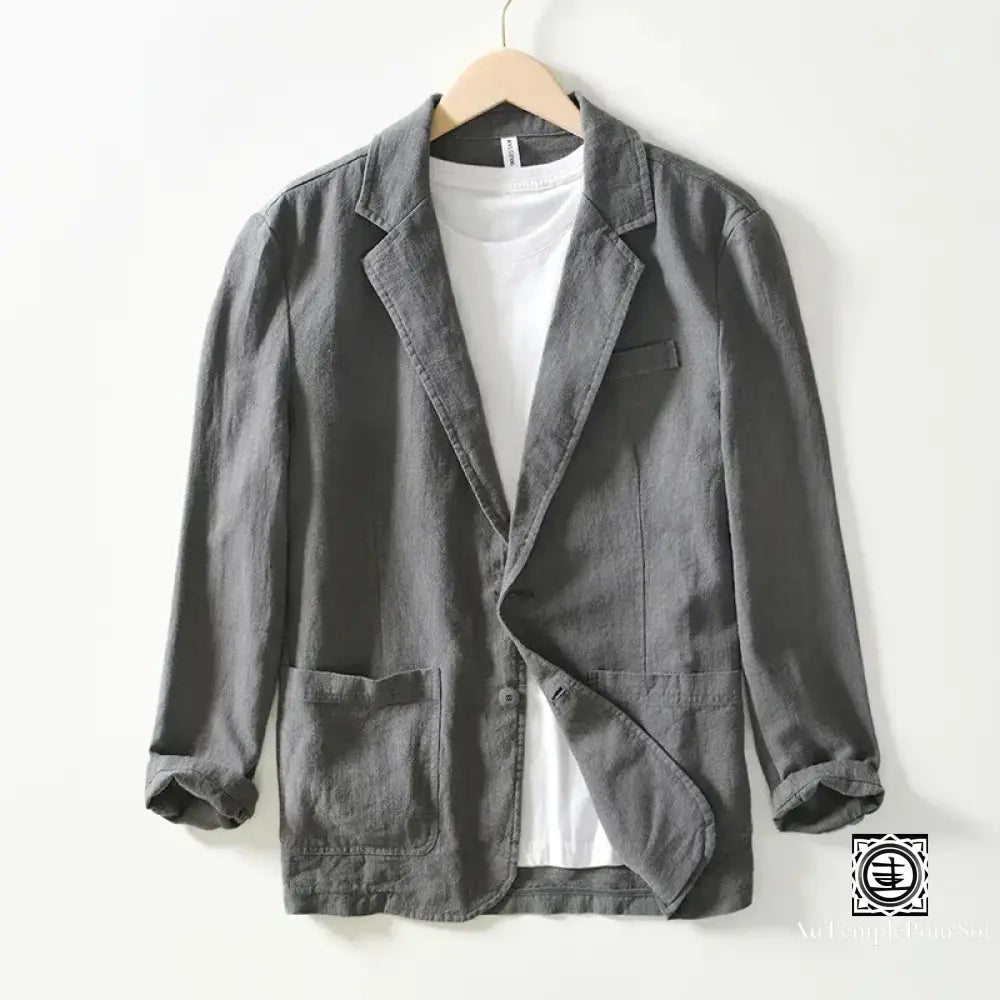 Veste Lin Homme Coupe Droite – Légère Respirante Été Vintage Style Décontracté