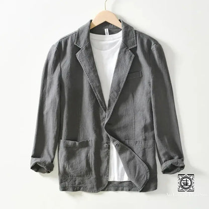 Veste En Lin Élégance Homme – Confort Léger Et Style Naturel Gris / M Veste-Lin-Homme