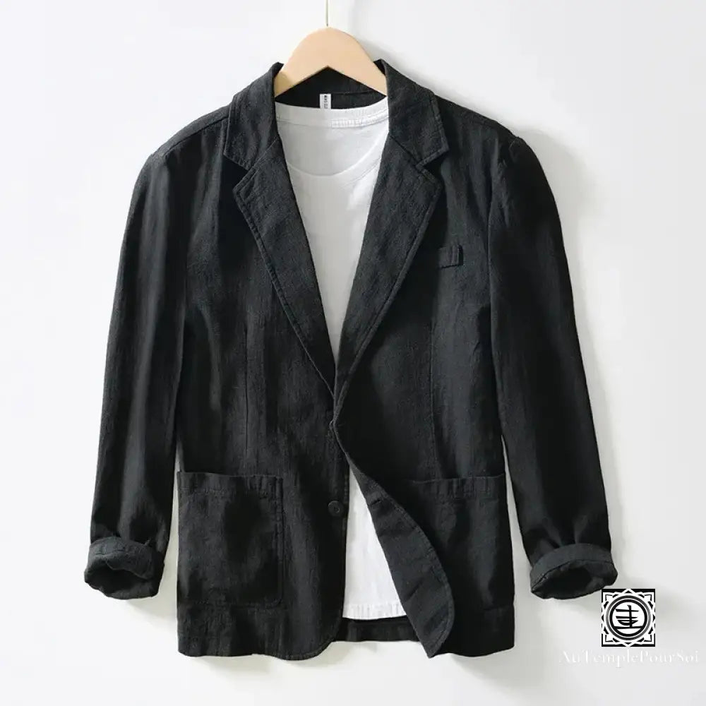 Veste En Lin Élégance Homme – Confort Léger Et Style Naturel Noir / M Veste-Lin-Homme