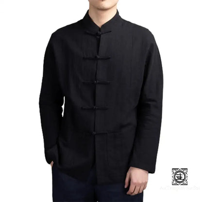 Veste Traditionnelle Chinoise En Lin Et Coton – Élégance Authenticité Noir / M Veste-Lin-Homme