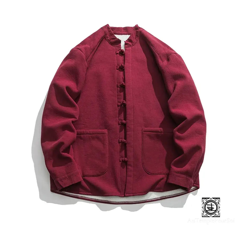 Veste Traditionnelle En Coton Rembourré: Élégance Et Chaleur Rouge Bordeaux / M Veste-Lin-Homme