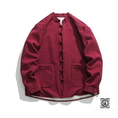 Veste Traditionnelle En Coton Rembourré: Élégance Et Chaleur Rouge Bordeaux / M Veste-Lin-Homme