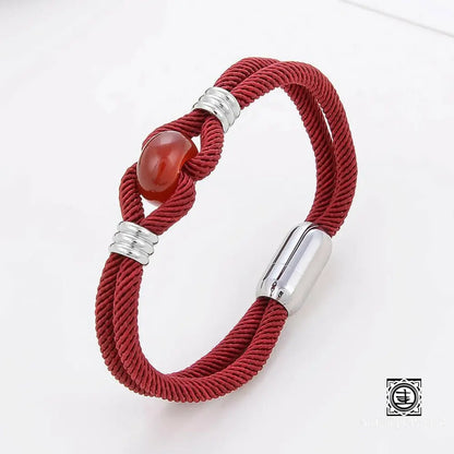 ’Vibrance’ Bracelet En Cordon Milan Et Pierres Naturelles Agate Rouge / 19 Cm Bracelets