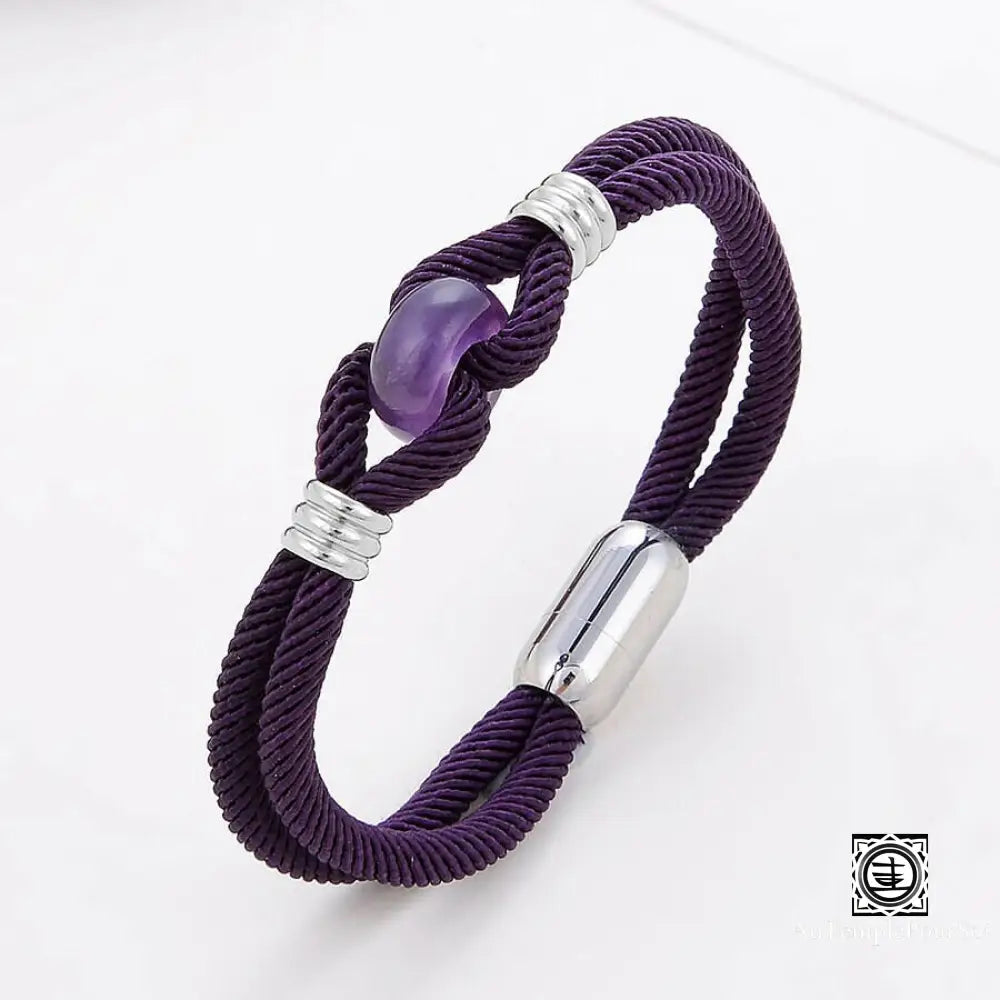 ’Vibrance’ Bracelet En Cordon Milan Et Pierres Naturelles Amethyste / 19 Cm Bracelets