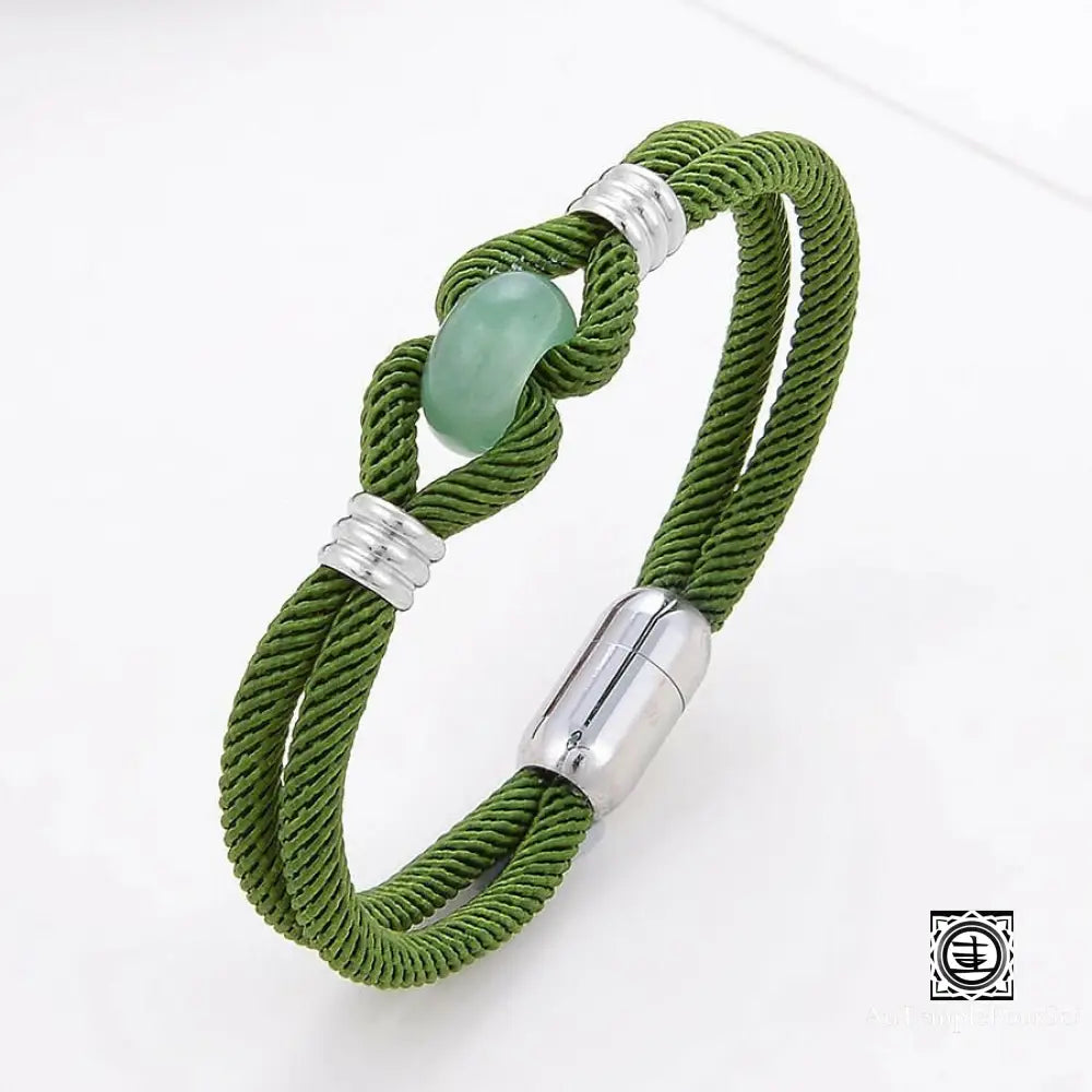 ’Vibrance’ Bracelet En Cordon Milan Et Pierres Naturelles Aventurine / 19 Cm Bracelets