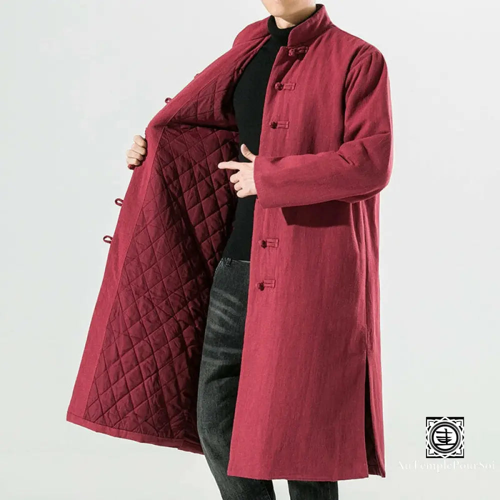 ’Wēnnuǎn’ Manteau Long Traditionnel En Coton Et Lin Manteau