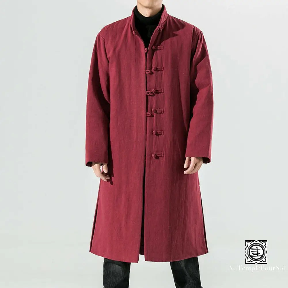 ’Wēnnuǎn’ Manteau Long Traditionnel En Coton Et Lin Manteau