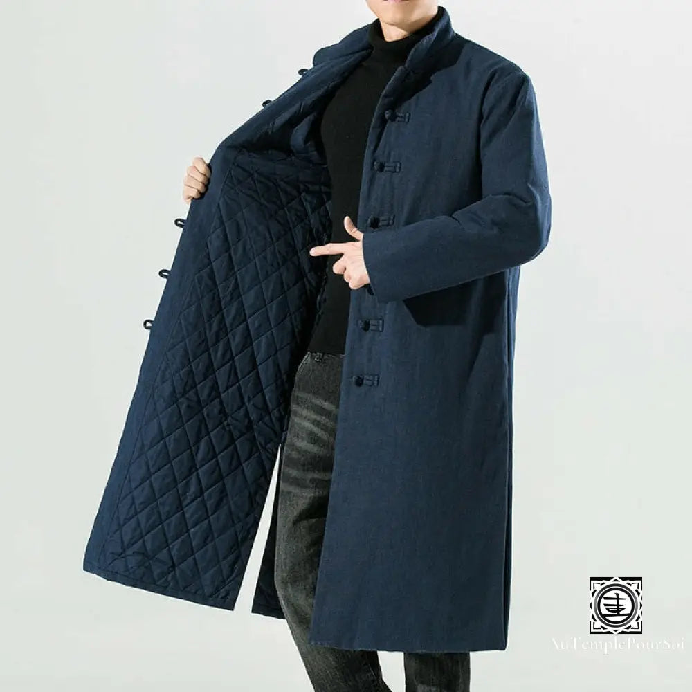 ’Wēnnuǎn’ Manteau Long Traditionnel En Coton Et Lin Manteau