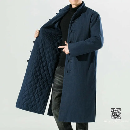 ’Wēnnuǎn’ Manteau Long Traditionnel En Coton Et Lin Manteau