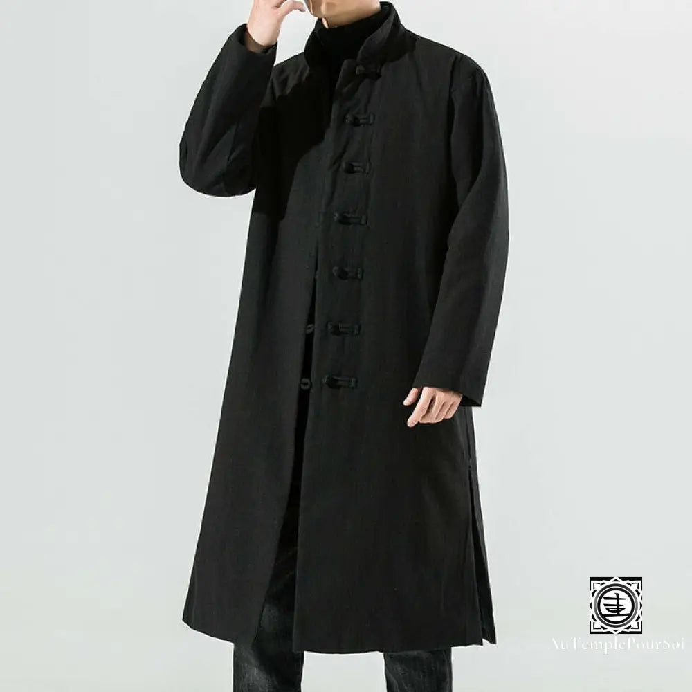 ’Wēnnuǎn’ Manteau Long Traditionnel En Coton Et Lin Manteau