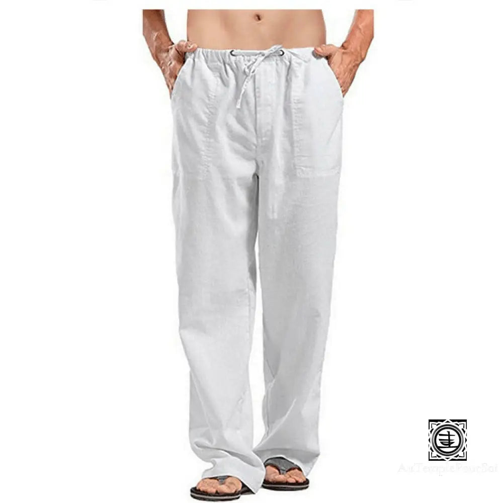 ’Zen’ Pantalon En Lin S - (60-70Kg) / Blanc Homme