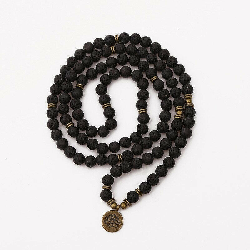 Mala "Power of Nature" 108 beads in Lava Stone