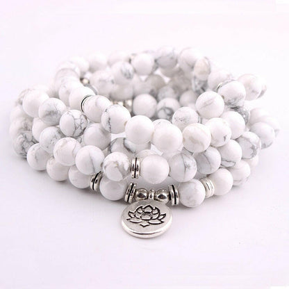 Mala "Pureté de l'Ame" 108 perles en pierres de Howlite