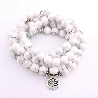 Mala "Pureté de l'Ame" 108 perles en pierres de Howlite