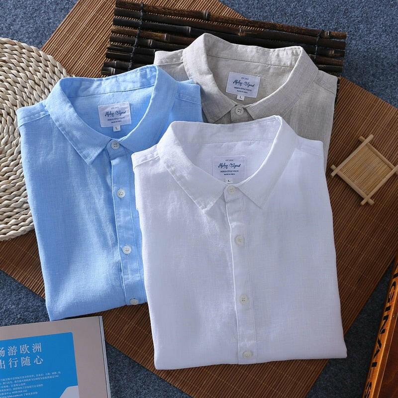 "Respire" Chemise en lin à manches courtes