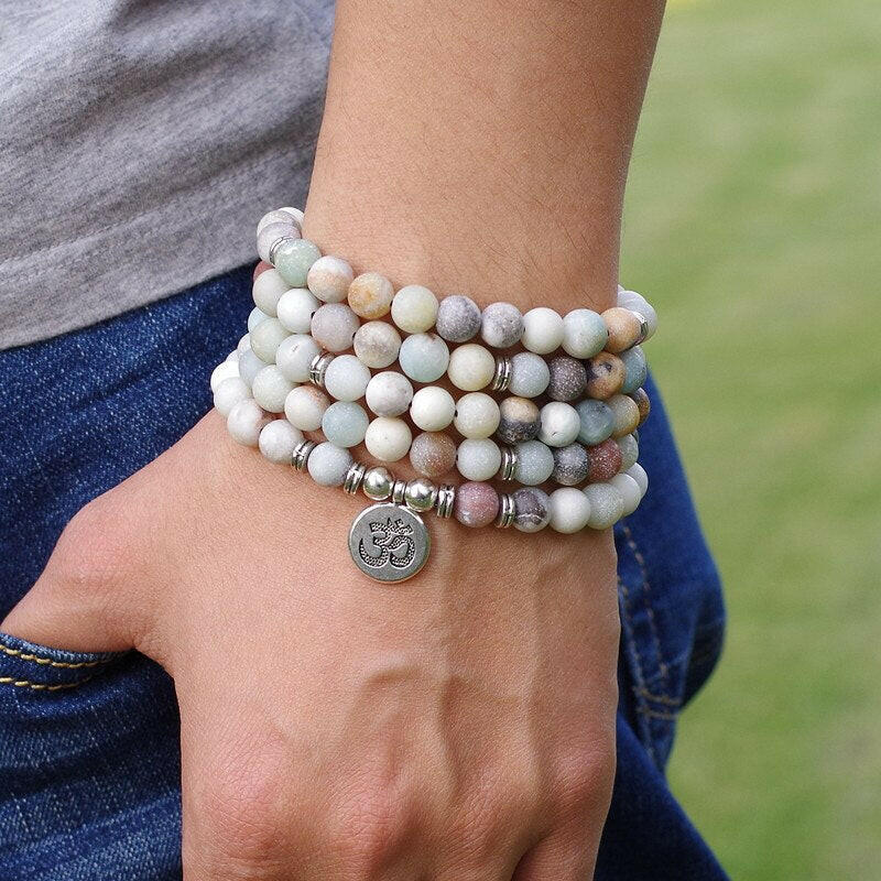 Mala "Deep Meditation" 108 beads in Amazonite stones