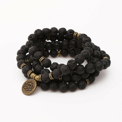 Mala "Power of Nature" 108 beads in Lava Stone